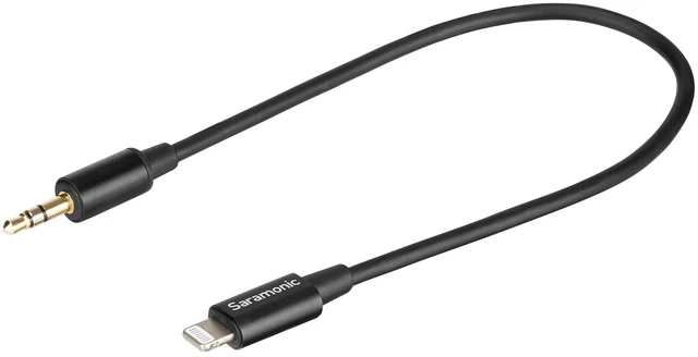 Main image of 3.5mm TRS Male to Apple Lightning Connector Microphone & Audio Adapter Cable 9" (22.86cm) (SR-C2000), black