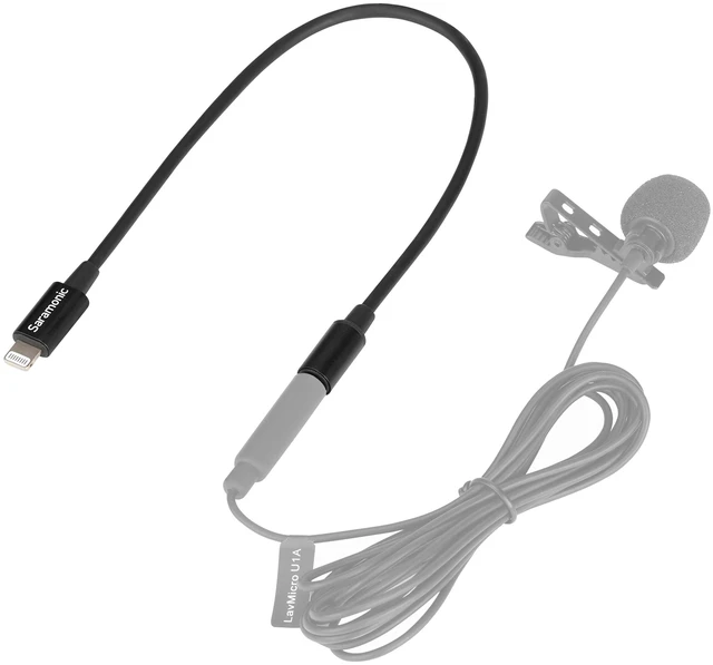 Alt view image 4 of 7 - 3.5mm TRS Male to Apple Lightning Connector Microphone & Audio Adapter Cable 9" (22.86cm) (SR-C2000), black