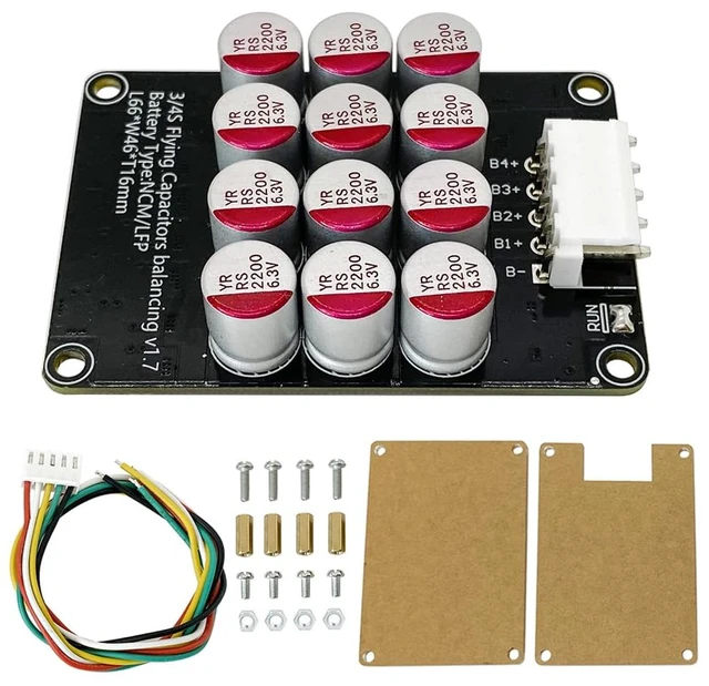 Main image of 5A Active Equalizer Balancer Board for 3S-4S 12V LiFePO4 Li-ion Battery LFP Lipo Lithium Compatible, Energy Transfer Capacitor, Whole Group Balance Module PCB, With Case, No Battery