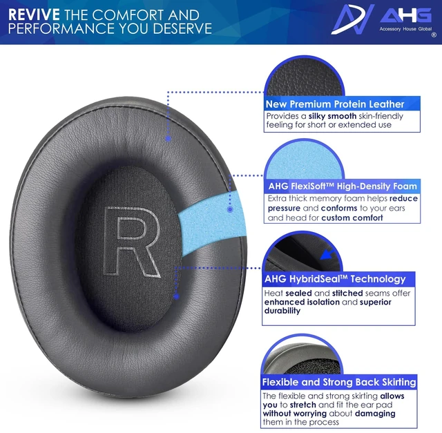 Alt view image 3 of 7 - Premium Replacement Hyper X Cloud earpads Compatible with Kingston HyperX Cloud Alpha Wireless 2 Cloud 3 Wireless Flight 2 Stinger 2 Headset and More. Easy DIY Fit