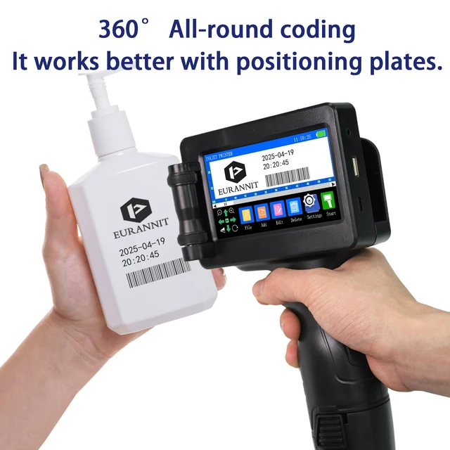 Alt view image 2 of 6 - Handheld Inkjet Printer E55 with W6900K Fast-Drying Ink Cartridge, Portable Handheld Printer Gun 0.5 Inch Nozzle for Serial Numbers Logo DIY QRCode barcodes, Print on Carton Plastic Metal