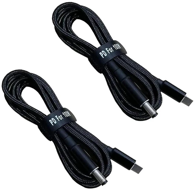 Main image of 2PCS 5.9ft 100W 20V 5A PD Trigger USB Type C Male Input to DC 5.5 x 2.1mm Male Power Cable