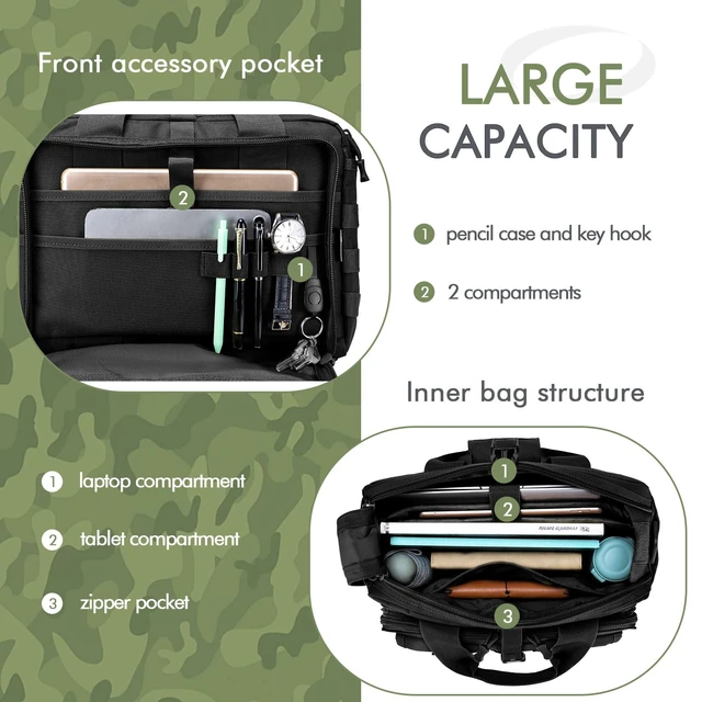 Alt view image 6 of 7 - Tactical Messenger Bag for Men Multifunctional Tactical Briefcase Men's Military Laptop Work Bag for Business Teacher