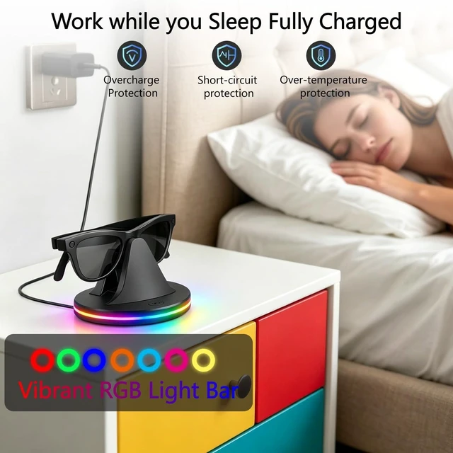 Alt view image 4 of 6 - Charging Station for Ray Ban Meta Glasses, Charger Dock for Meta Glasses, Ray Ban Meta Accessories Compatible with Wayfarer, Skyler, Headliner and Oakley Meta HSTN, with RGB Light and USB-C Cable