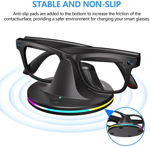Alt view image 5 of 6 - Charging Station for Ray Ban Meta Glasses, Charger Dock for Meta Glasses, Ray Ban Meta Accessories Compatible with Wayfarer, Skyler, Headliner and Oakley Meta HSTN, with RGB Light and USB-C Cable