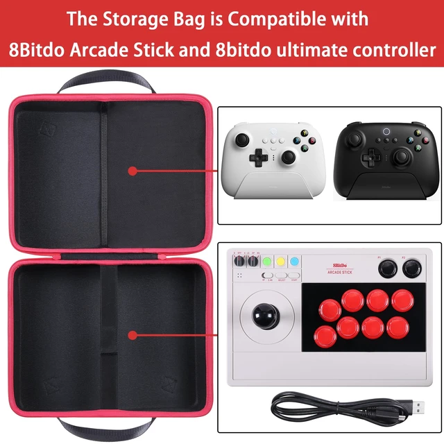 Alt view image 3 of 7 - Hard Case Compatible with 8Bitdo Arcade Stick for Xbox Series X S Portable Travel Design, Spacious Interior, Water-Resistant Exterior, Double Zippers And Grip Handle