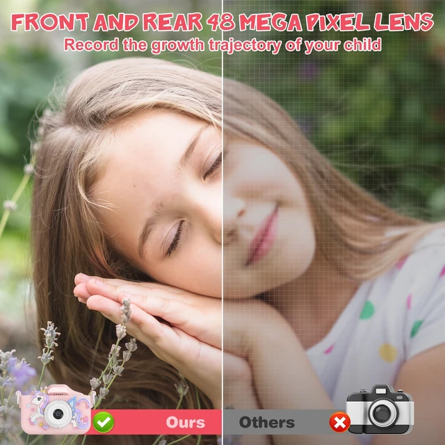 Alt view image 3 of 7 - KC3A Kids Digital Camera Toy 2026-1080P Toddler Camera with Selfie Mode, Games, Sound Recording, 8X Zoom, 8GB SD Card, USB-C Rechargeable Educational Toy for Boys Girls Ages 3-8, Pink