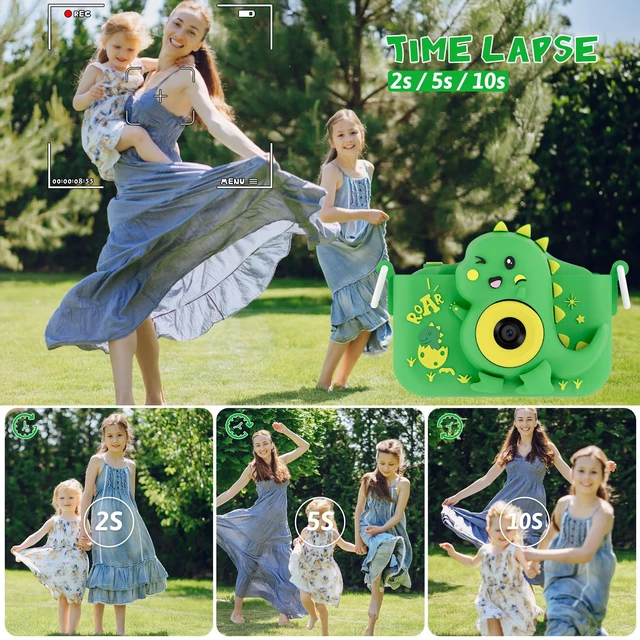 Alt view image 4 of 7 - KC3A Kids Digital Camera Toy 2026-1080P Toddler Camera with Selfie Mode, Games, Sound Recording, 8X Zoom, 8GB SD Card, USB-C Rechargeable Educational Toy for Boys Girls Ages 3-8, Green