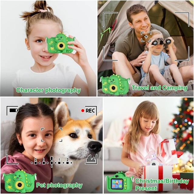 Alt view image 7 of 7 - KC3A Kids Digital Camera Toy 2026-1080P Toddler Camera with Selfie Mode, Games, Sound Recording, 8X Zoom, 8GB SD Card, USB-C Rechargeable Educational Toy for Boys Girls Ages 3-8, Green