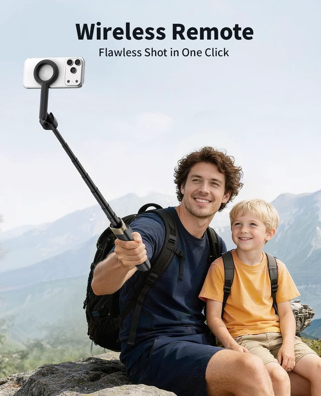 Alt view image 7 of 7 - Magnetic Tripod for iPhone, Selfie Stick Monopod Tripod for Magsafe, 360° Rotatable Travel Tripod Heads Cell Phone Stand with Metal Ring & Remote, Compatible with iPhone Android, 60"