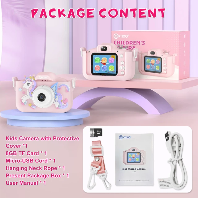 Alt view image 6 of 7 - KC3A Kids Digital Camera Toy 2026-1080P Toddler Camera with Selfie Mode, Games, Sound Recording, 8X Zoom, 8GB SD Card, USB-C Rechargeable Educational Toy for Boys Girls Ages 3-8, Pink