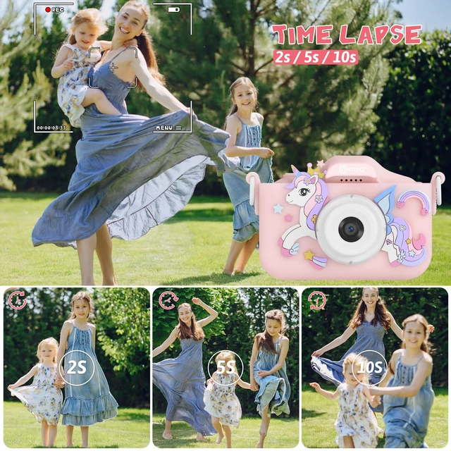 Alt view image 4 of 7 - KC3A Kids Digital Camera Toy 2026-1080P Toddler Camera with Selfie Mode, Games, Sound Recording, 8X Zoom, 8GB SD Card, USB-C Rechargeable Educational Toy for Boys Girls Ages 3-8, Pink