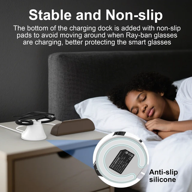 Alt view image 6 of 7 - Charging Station Compatible with Ray-Ban Meta Wayfarer/Gen 2 and Skyler/Gen 2 Accessories, Magnetic Charger Dock Stand with Fast Charging & LED Indicator for Smart Glasses & Glasses Case