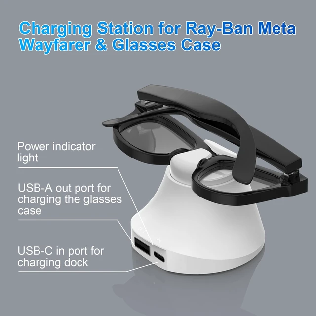 Alt view image 2 of 7 - HiBloks Magnetic Charging Station for Ray-Ban Meta Wayfarer/Skyler Gen 2/1 Fast Charging Dock with LED Indicator Compatible with Ray-Ban Meta Wayfarer/Skyler Gen 2/1 Smart Glasses Accessories (White)