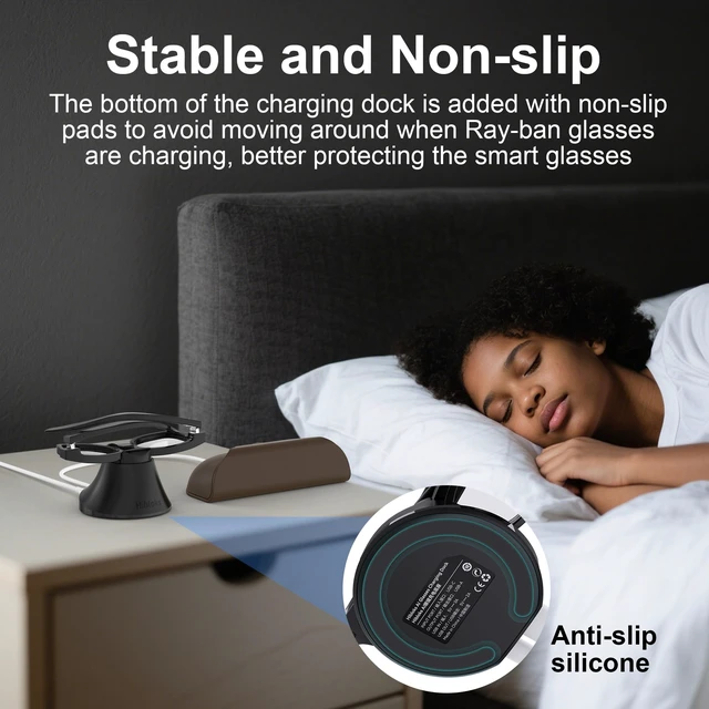Alt view image 6 of 7 - Charging Station Compatible with Ray-Ban Meta Wayfarer/Gen 2 and Skyler/Gen 2, Magnetic Charger Dock Stand with Fast Charging & LED Indicator for RayBan Meta Gen 2 Smart Glasses & Glasses Case