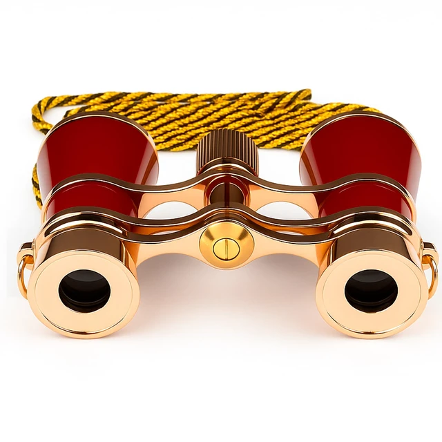 Alt view image 6 of 7 - 3x25 Opera Glasses Theater Binoculars, w/Crystal Clear Optic (CCO), Burgundy with Golden Trim, w/Necklace Chain, for Adults Kids Women in Musical Concert Sport Events etc