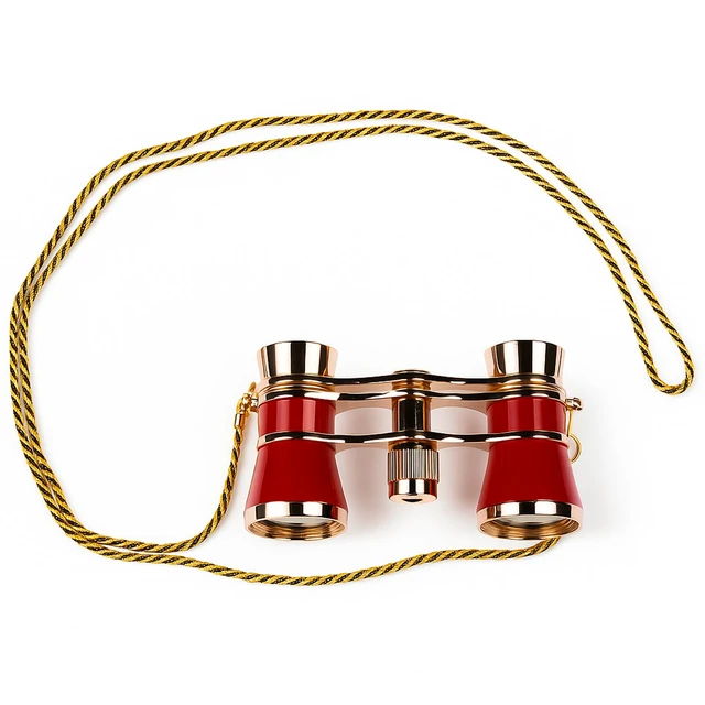 Alt view image 7 of 7 - 3x25 Opera Glasses Theater Binoculars, w/Crystal Clear Optic (CCO), Burgundy with Golden Trim, w/Necklace Chain, for Adults Kids Women in Musical Concert Sport Events etc