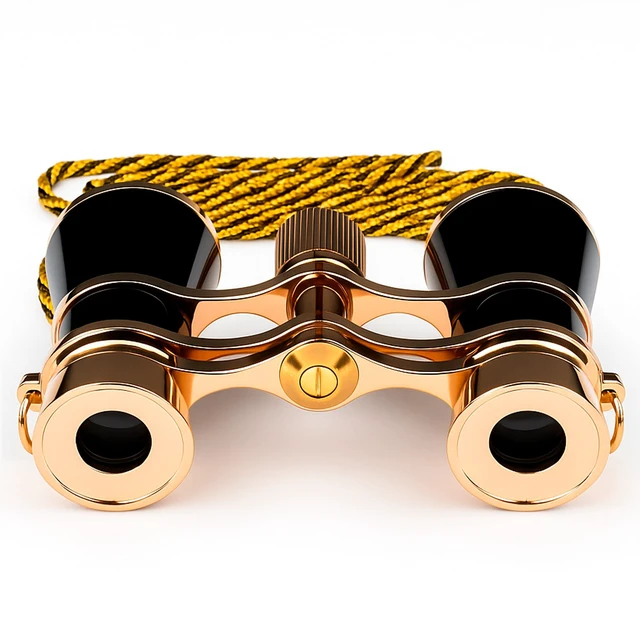 Alt view image 6 of 7 - 3x25 Opera Glasses Theater Binoculars, w/Crystal Clear Optic (CCO), Black with Gold Trim w/Necklace Chain, for Adults Kids Women in Musical Concert Sport Events etc
