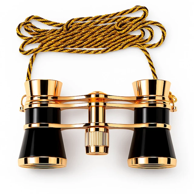 Alt view image 7 of 7 - 3x25 Opera Glasses Theater Binoculars, w/Crystal Clear Optic (CCO), Black with Gold Trim w/Necklace Chain, for Adults Kids Women in Musical Concert Sport Events etc