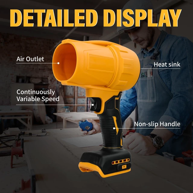 Alt view image 7 of 7 - Cordless Leaf Blower for Dewalt 20v Battery, Brushless Dust Blower,30000 RPM Mini Dry Blowers Fan, Handheld Electric Dust Blowers for Home Cleaning, Car, Outdoor(Tool Only)
