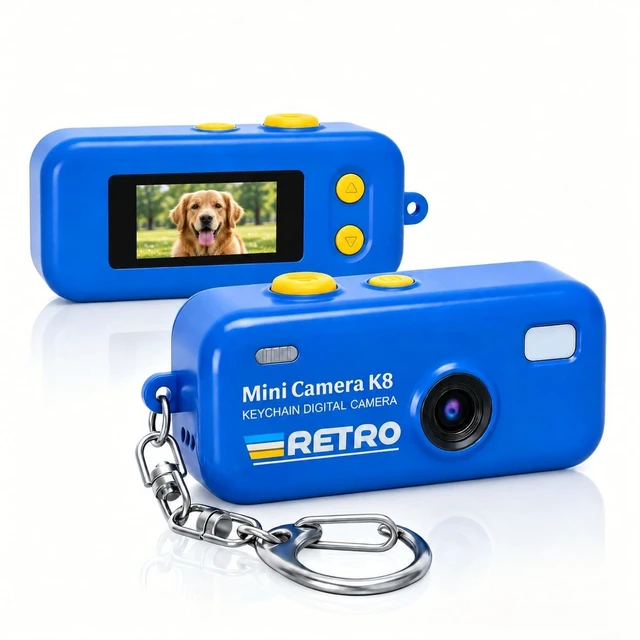 Main image of 1080P Keychain Camera with 8GB Card, Retro 2MP Mini Digicam Built-in 12 Filters and 16X Zoom, Rechargeable Battery, Ideal Gifts for Teens & Adult Beginners (Dark Blue)
