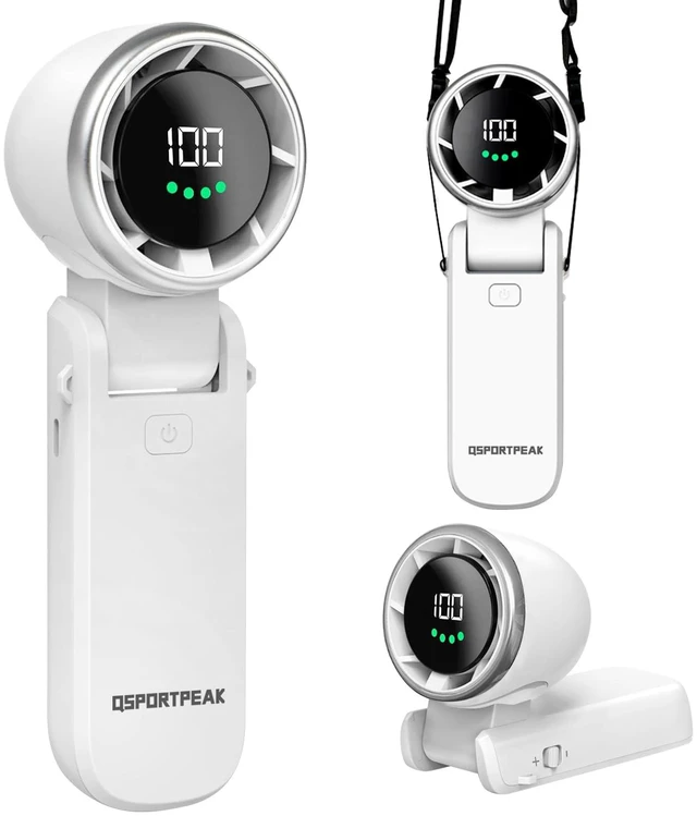 Main image of Portable Handheld Turbo Fan, Stepless 100 Gear Wind,4000mAh Rechargeable,Up to 12 Working Hours,3 IN 1 Hand /Desk/Neck Fan with Air Turbo Tech Cooling Fan for Outdoor Activities,Travel,Working-White