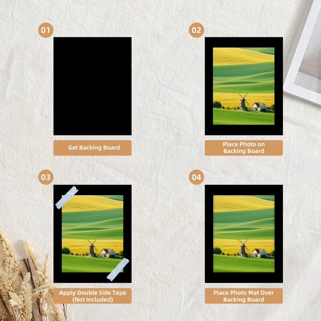 Alt view image 7 of 7 - 8x10 Backing Boards 10 Pack,Black Uncut Mats Matboards, Acid-Free Backerboards for Art Prints, Ideal for Photos, Pictures, Prints, and Frame
