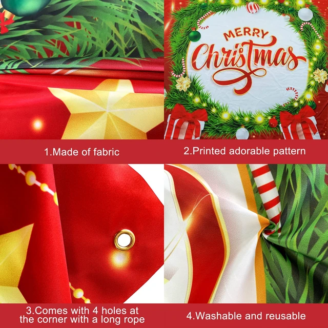 Alt view image 3 of 7 - Merry Christmas Banner 72x44 Inch Red Merry Backdrop for Christmas Decorations, Backdrop for Xmas Decorations, Banner for Xmas Decor Indoor, Winter Party Decor