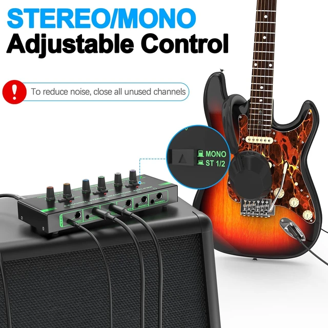 Alt view image 6 of 7 - 6 Channels Headphone Amplifier Independent Volume Control, Compact Mini Earphone Splitter, Stereo/Mono Switch, Compatible with 1/4" & 1/8" TS/TRS