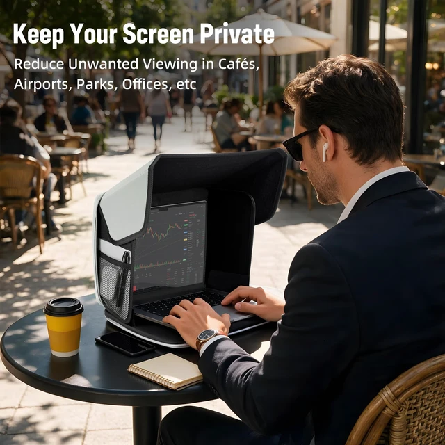Alt view image 3 of 6 - Laptop Sun Shade Tent, Computer Sun Cover Umbrella(15-16") Anti-Glare, UV-Heat Reflectiv, Privacy Protection, Water-Resistant Material, Working Outside, Outdoor, Pool, Travel, Beach