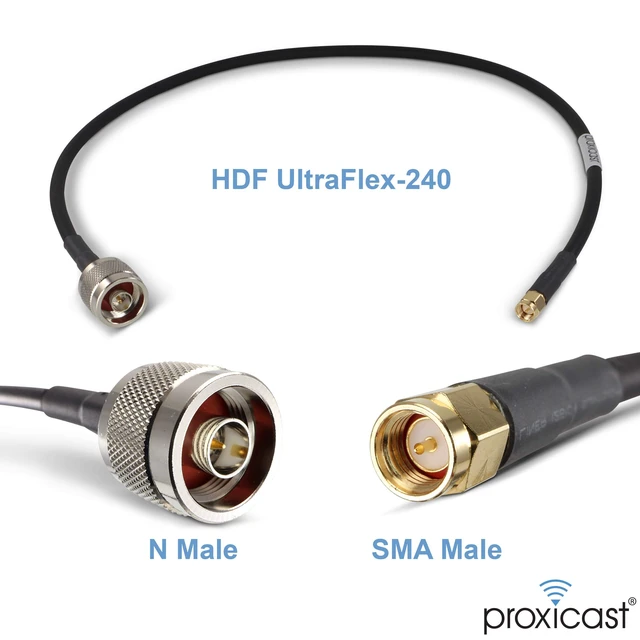 Alt view image 2 of 7 - 2 ft UltraFlex240 Low-Loss Coax Cable - SMA Male to N Male Ultra-Flexible 50 Ohm 240-Size Coaxial Jumper Cable for 4G/5G, GPS, ADS-B & RF Radios **Not for TV or WiFi** - ANT-141-020-02