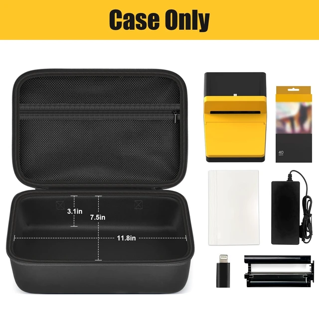 Alt view image 2 of 7 - Hard Photo Printer Case for Kodak Dock ERA Plus 4x6, Box Only Hard shell case stores printer, 2-3 cartridges, cables and 4x6 paper for Kodak Dock ERA Plus users, travel and events
