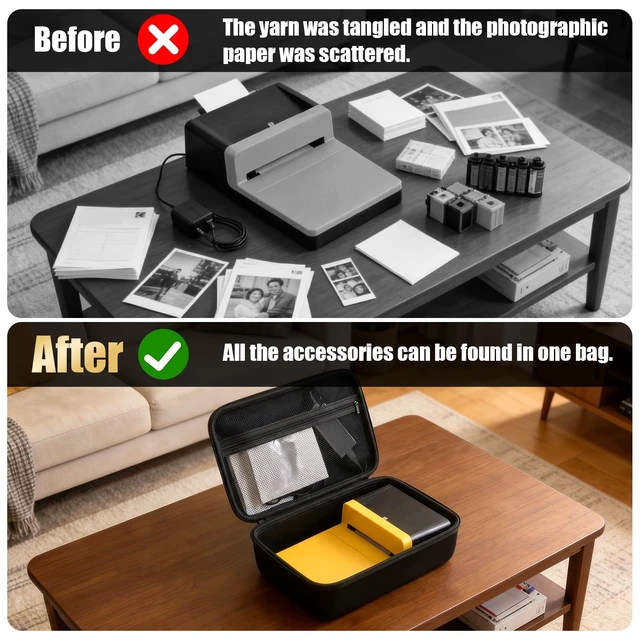 Alt view image 3 of 7 - Hard Photo Printer Case for Kodak Dock ERA Plus 4x6, Box Only Hard shell case stores printer, 2-3 cartridges, cables and 4x6 paper for Kodak Dock ERA Plus users, travel and events
