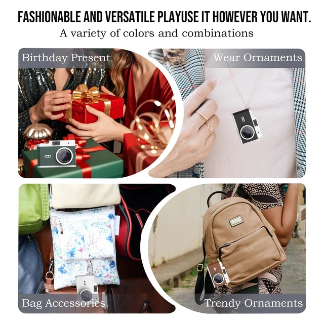 Alt view image 6 of 7 - HOTU Mini Keychain Digital Camera, Y2K Pocket-Size Mini Camera, 2MP 1080P Small Camera with 32GB Card, Video Recorder with Long Battery Life for Travel, Party and Vlog(Brown)
