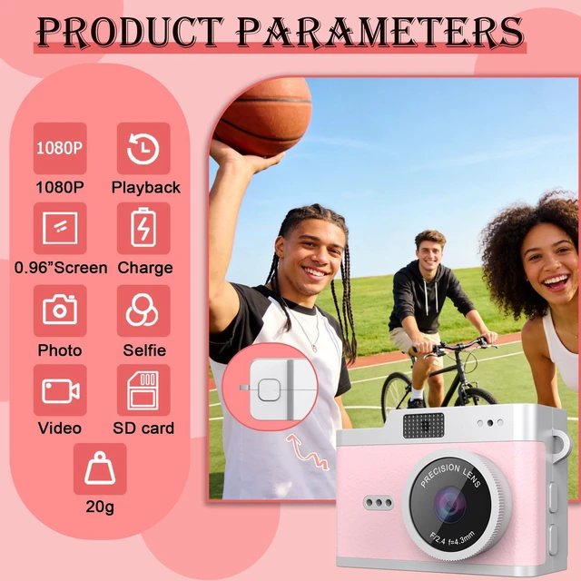 Alt view image 5 of 7 - HOTU Mini Keychain Digital Camera, Y2K Pocket-Size Mini Camera, 2MP 1080P Small Camera with 32GB Card, Video Recorder with Long Battery Life for Travel, Party and Vlog(Brown)
