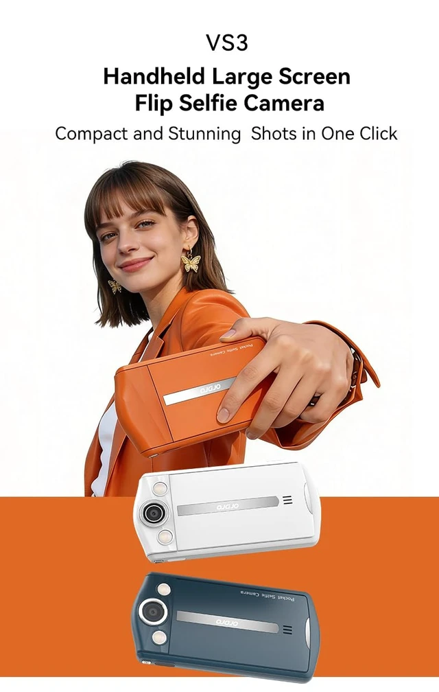 Alt view image 2 of 4 - VS3 4K Selfie Camera with 360° Flip Touch Screen, 64MP Vlogging Video Recorder for YouTube, Auto Focus Compact Digital Photography Device for Beginners, 16X Zoom with Remote & WiFi (White)