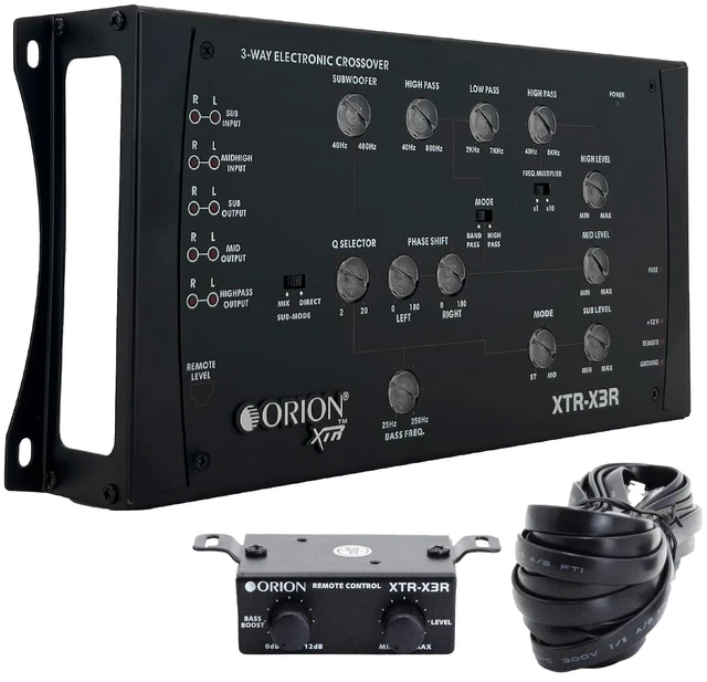 Main image of XTR-X3R 3-Way Electronic Crossover, 2-Input/3-Output Illuminated Control Panel, Remote Bass Boost, Adjustable Frequency Controls, PWM Power Supply