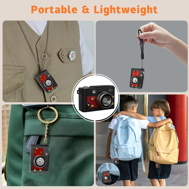 Alt view image 4 of 7 - Mini Retro Keychain Camera - 1080P FHD Tiny Digital Camera with 2MP Lens, 0.96" Screen & OTG Adapter with 16GB Card, Vintage Compact Camera Gift for Birthdays,Beginners,Kids (Red)