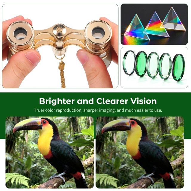 Alt view image 4 of 7 - 3X25 Theater Glasses Opera Binoculars for Women Adults Compact Optical Lens Vision with Gold Chain for Concerts Musical Cinema Bird Watching