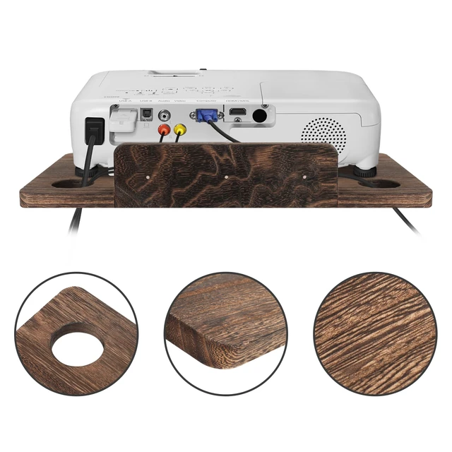 Alt view image 4 of 5 - Projector Shelf Wall Mount Floating Projector Rack Holder,Projector Mount,Router Modem Cable Box Shelf for Xbox Series PS5 PS4 Wood