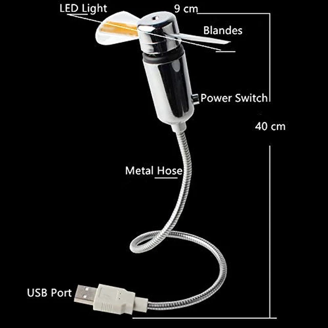 Alt view image 5 of 7 - DECVO USB LED Clock Fan 90mm USB-Powered Portable Mobile USB Fan with Clock, LED Light Time (2 PACK)