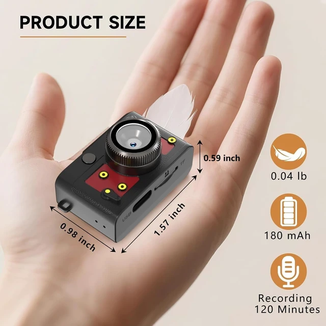 Alt view image 6 of 7 - Mini Retro Keychain Camera - 1080P FHD Tiny Digital Camera with 2MP Lens, 0.96" Screen & OTG Adapter with 16GB Card, Vintage Compact Camera Gift for Birthdays,Beginners,Kids (Red)