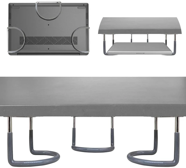 Main image of 3 Under Desk Laptop Mount, Metal Anti Scratch Holder with Screws 2.7 x 2.2 x 1.9 In, Shelf for Keyboard Tablet Storage, Rubberized Bracket, Fits Devices up to 40mm Thick, Desk Organizer