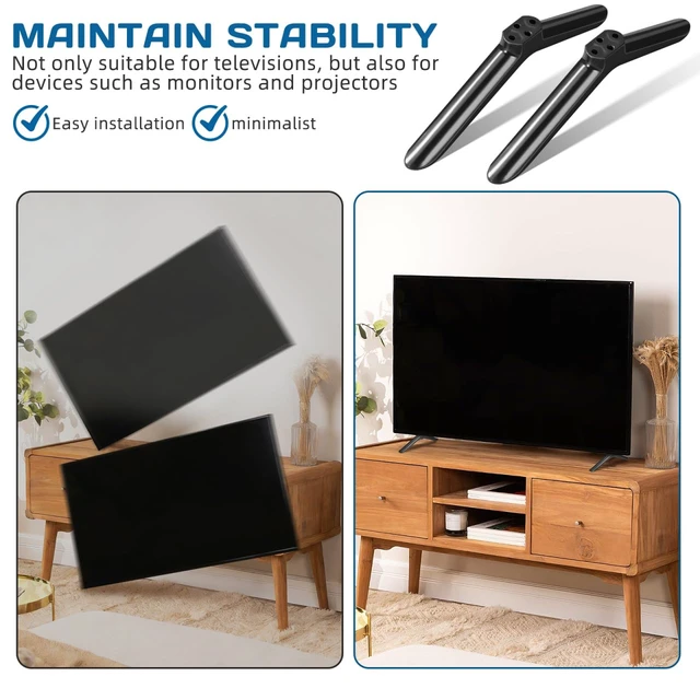 Alt view image 7 of 7 - 2 Pack Replacement TV Stand Legs with Anti-Slip Pads and 4 Screws Four-Hole Bottom Mount, For TVs with Matching Bottom-Mount Interface, 35mm Plate and Approx. 25 mm Outer-Hole Span