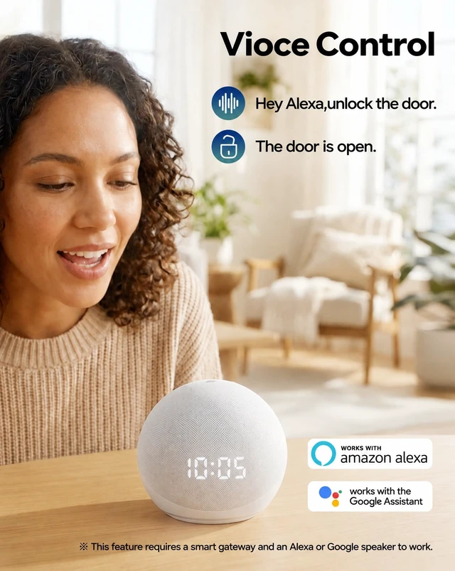 Alt view image 5 of 7 - LeLoupFidele Palm Vein Keyless Entry Smart Locks for Front Door Palm Lock, 6-in-1 Keyless Entry Deadbolt, App Control, Auto Lock, Keypad, Front Door Security, Works with Alexa & Google