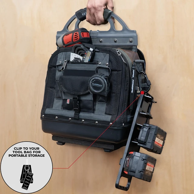Alt view image 4 of 5 - Battery Holder for Packout Compatible with Milwaukee M18 Batteries Battery Board w/Handle & Feet Compatible with Milwaukee Packout Made in the UK