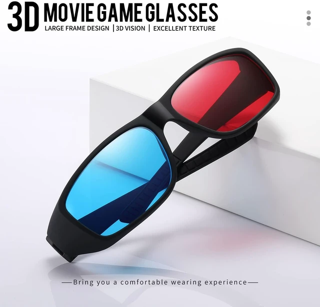 Alt view image 2 of 7 - Anaglyph Red Blue/Cyan 3D Glasses,Large Frame,Clearer,Brighter,for 3D Movie Comic(2 Pack)