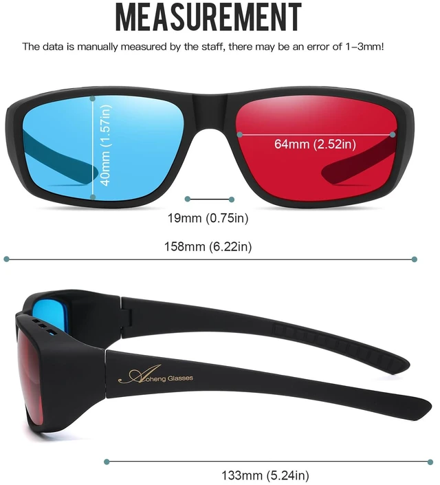 Alt view image 6 of 7 - Anaglyph Red Blue/Cyan 3D Glasses,Large Frame,Clearer,Brighter,for 3D Movie Comic(2 Pack)