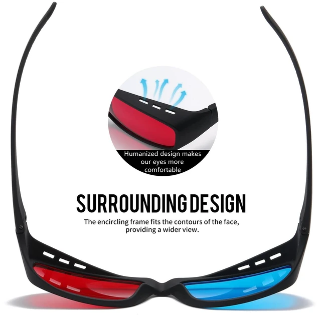 Alt view image 3 of 7 - Anaglyph Red Blue/Cyan 3D Glasses,Large Frame,Clearer,Brighter,for 3D Movie Comic(2 Pack)