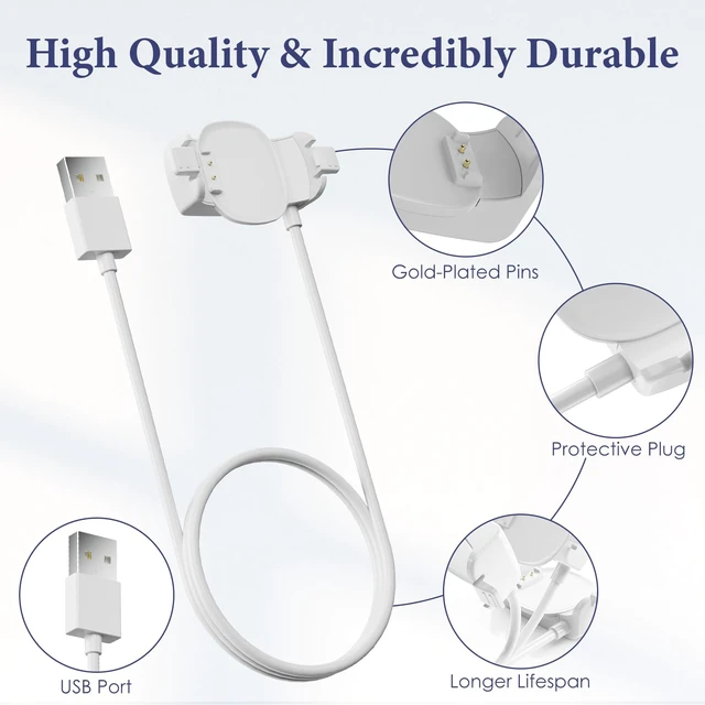 Alt view image 5 of 7 - 4 Pack Magic Band Charger Compatible with Disney-Magic Band Plus 3.3ft Replacement Charger Only Compatible with Disney-MagicBand+, White